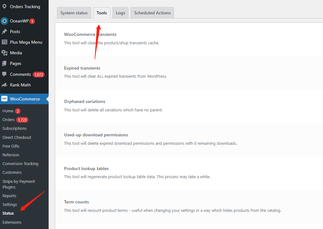 woocommerce status