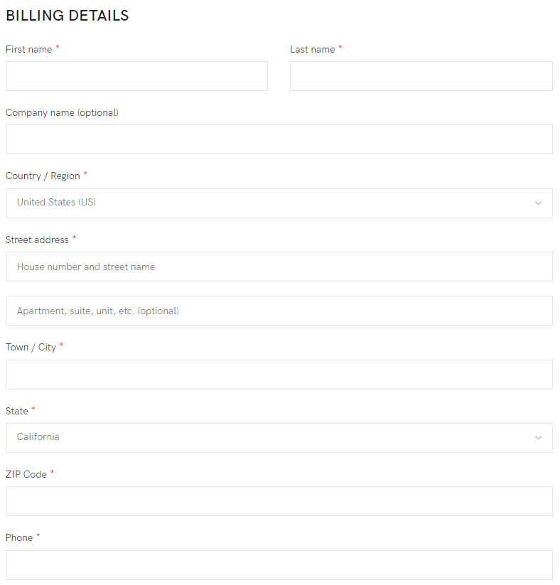 1 woocmmerce主题默认checkout表单