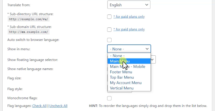 4 GTranslate翻译模块显示位置