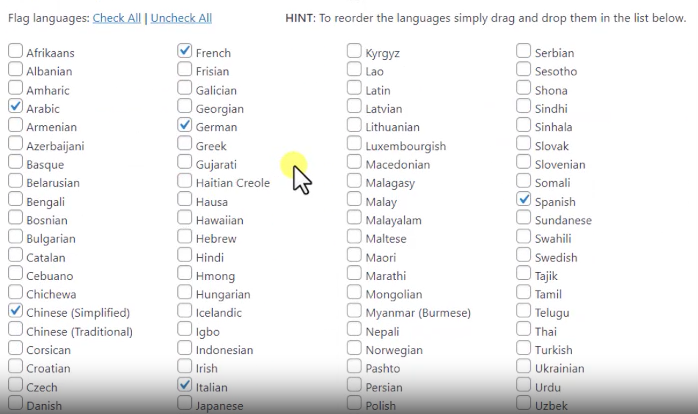 5 GTranslate翻译支持国家语言