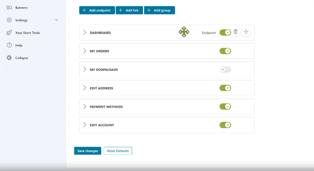 4 woocommerce customize myaccount page功能按钮设置