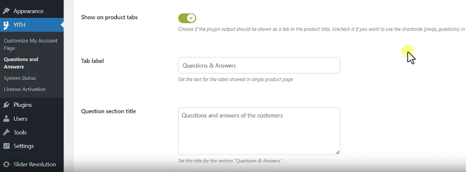 9 YITH WooCommerce Questions and Answers按钮名称显示