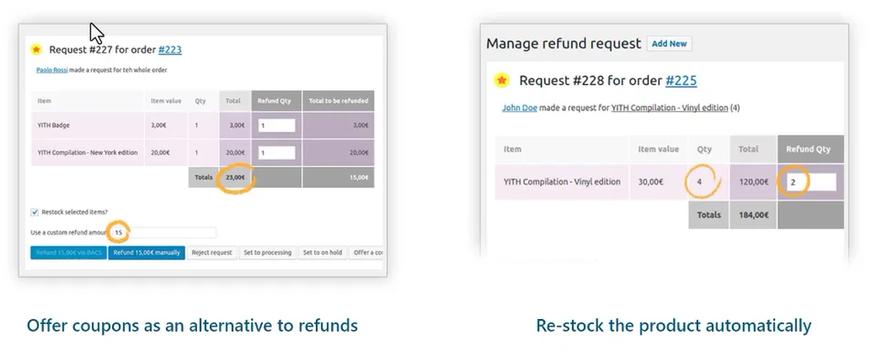 WP-Order Refunds System-5-退款金额和数量